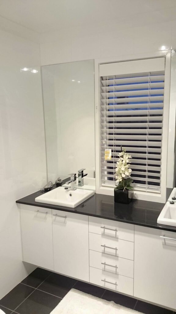 PVC venetian blinds in a bathroom