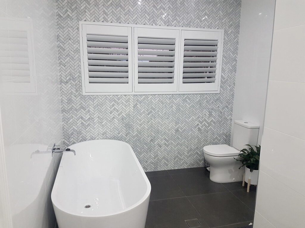 Plantation shutters in a Wagga bathroom